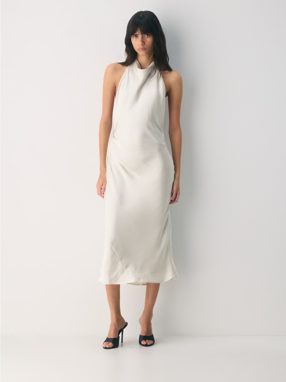 Aritzia Ivory Halter Satin Wedding Dress